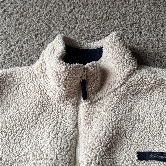 Columbia Size L Cream Sherpa Jacket with Breast Pocket - Picture 3 of 7